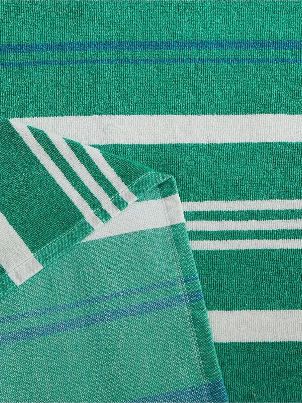 2in1 Green Striped Beach Towel converts Tote Bag -